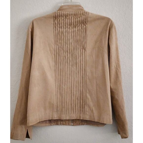 JACKET-COLDWATER CREEK-Faux Suede-Tan-Ruffled-Light Weight-Lined-MED - Picture 2 of 16